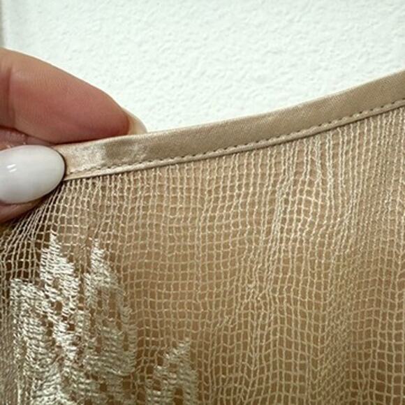 Sue Wong Nocturne Lace Mesh Slip Dress Taupe Nude Size M Long Formal Vintage - Picture 6 of 9